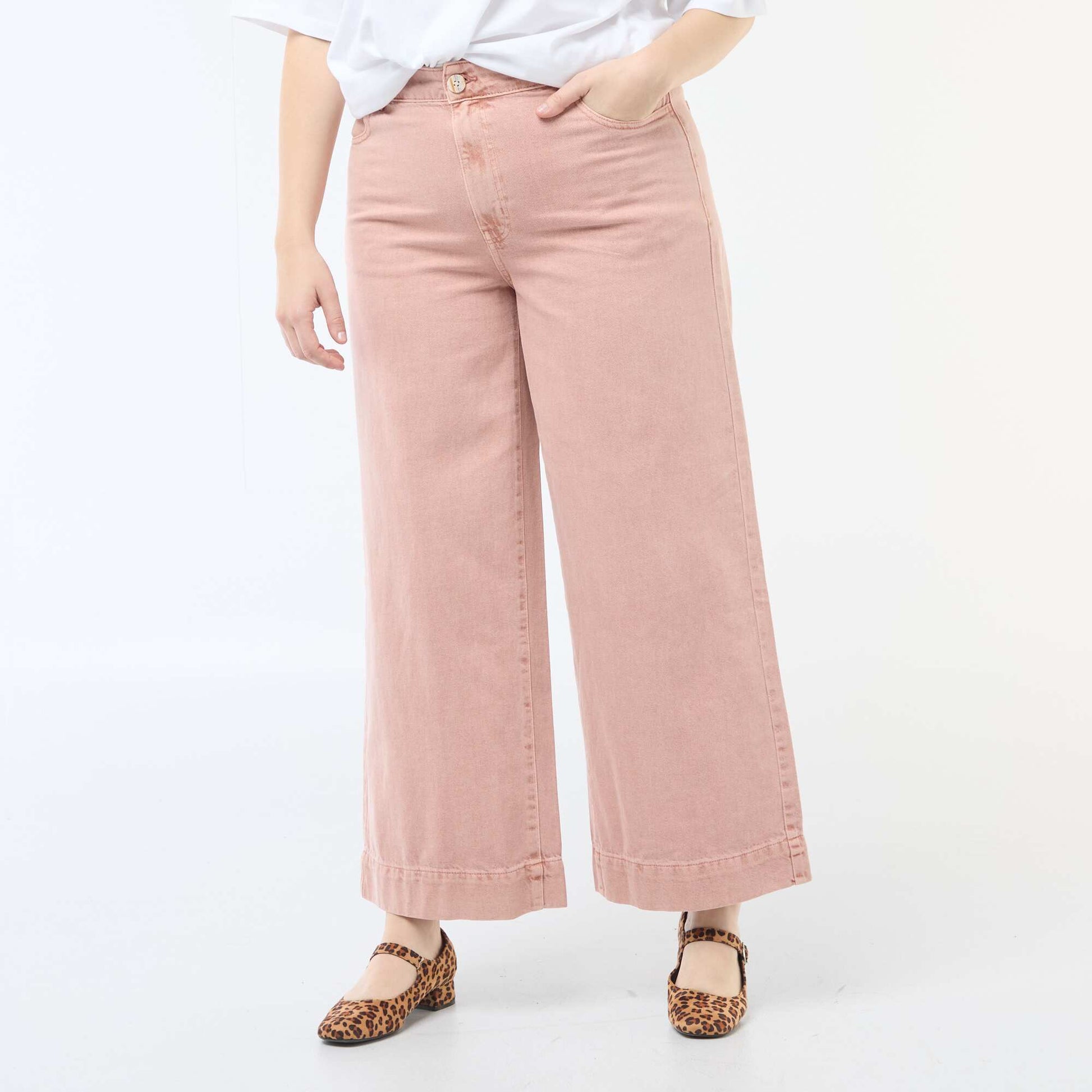 Jean palazzo de twill de talle alta ROSA