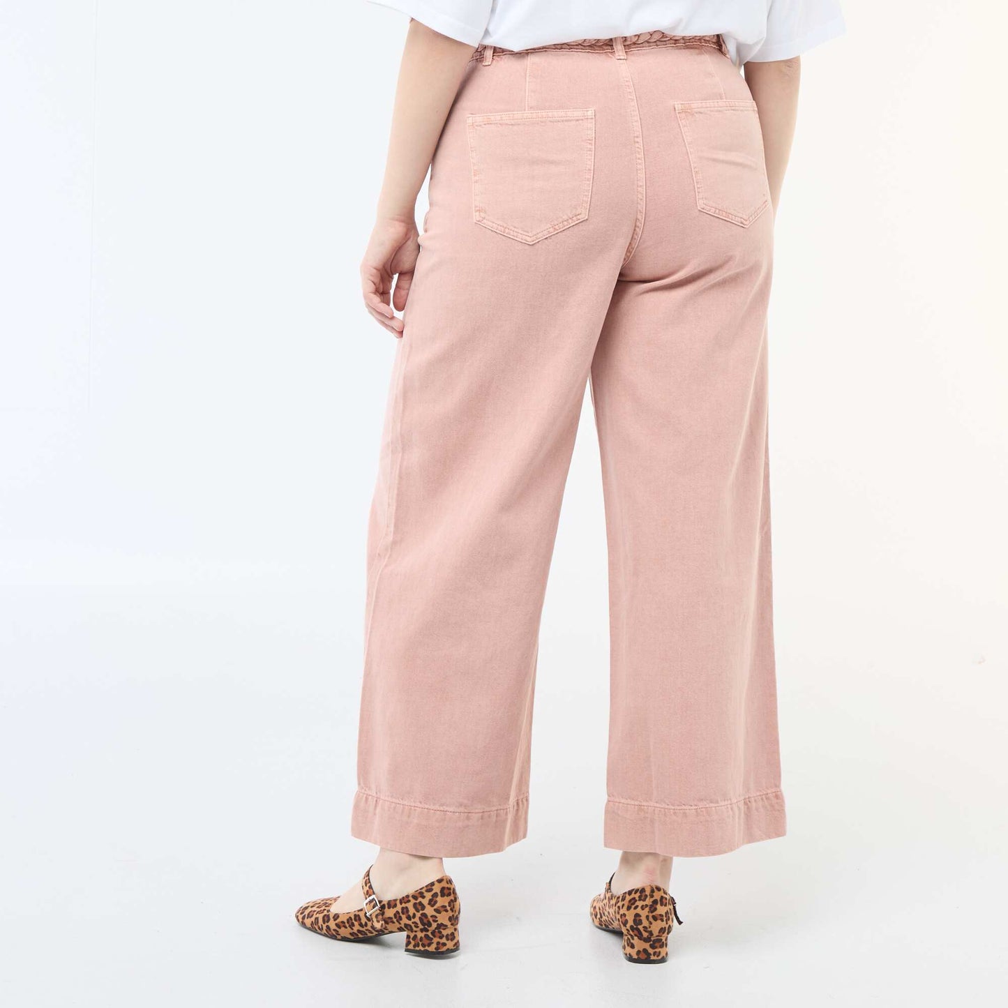 Jean palazzo de twill de talle alta ROSA
