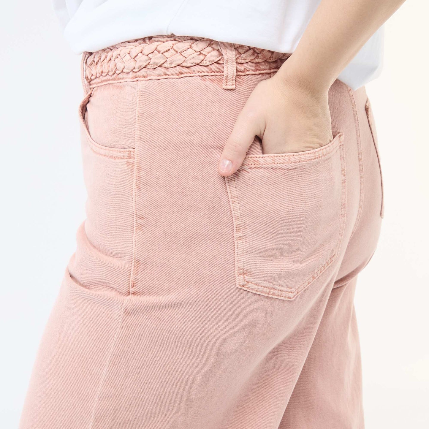 Jean palazzo de twill de talle alta ROSA