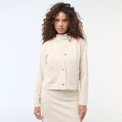 Chaleco con abertura abotonada dorada BEIGE