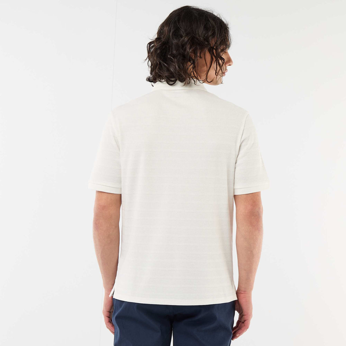 Remera de piqué de algodón de manga corta BEIGE