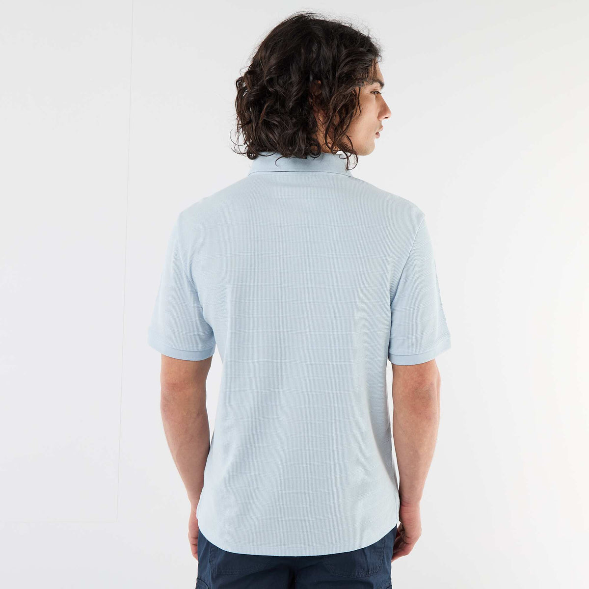 Remera de piqué de algodón de manga corta AZUL