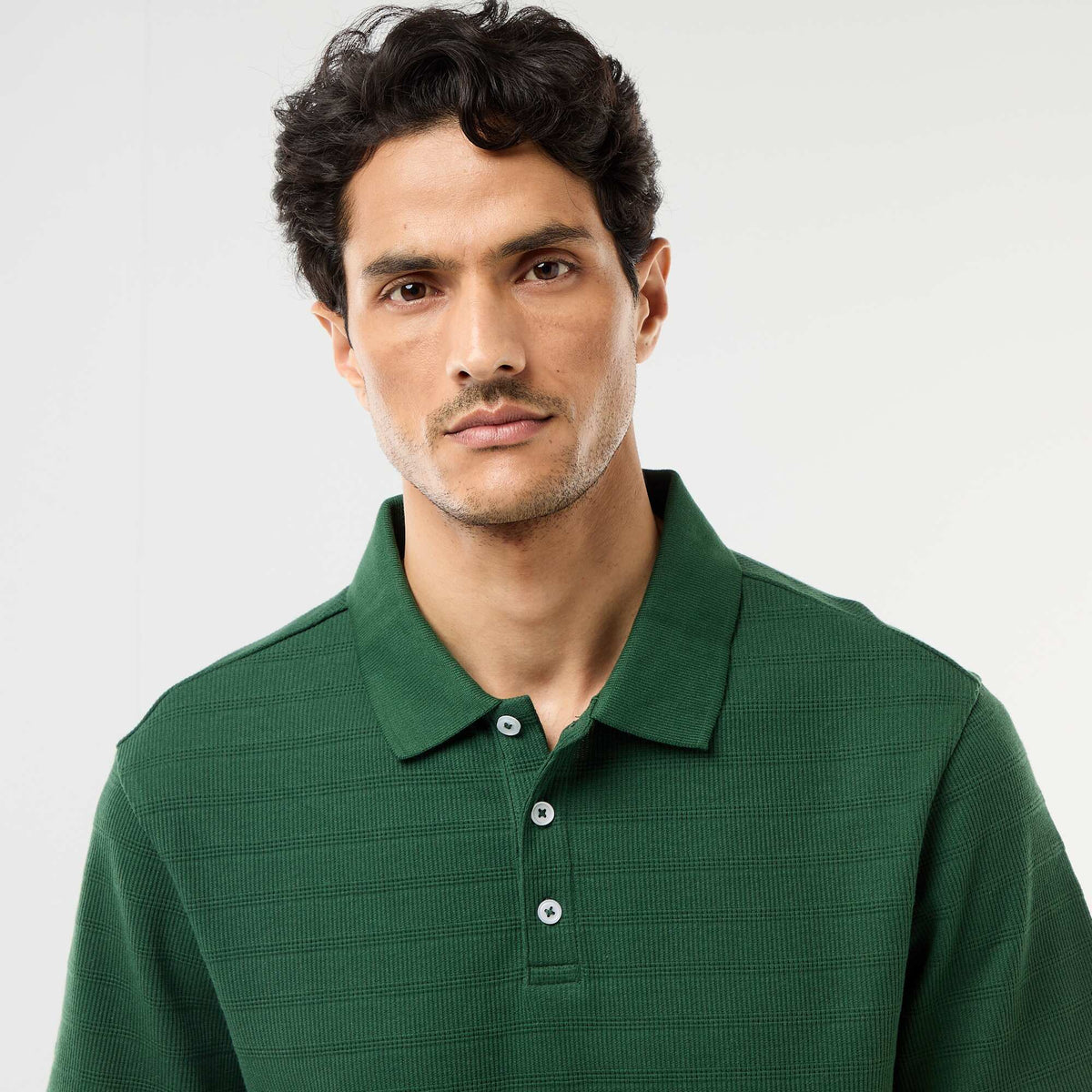 Remera de piqué de algodón de manga corta VERDE