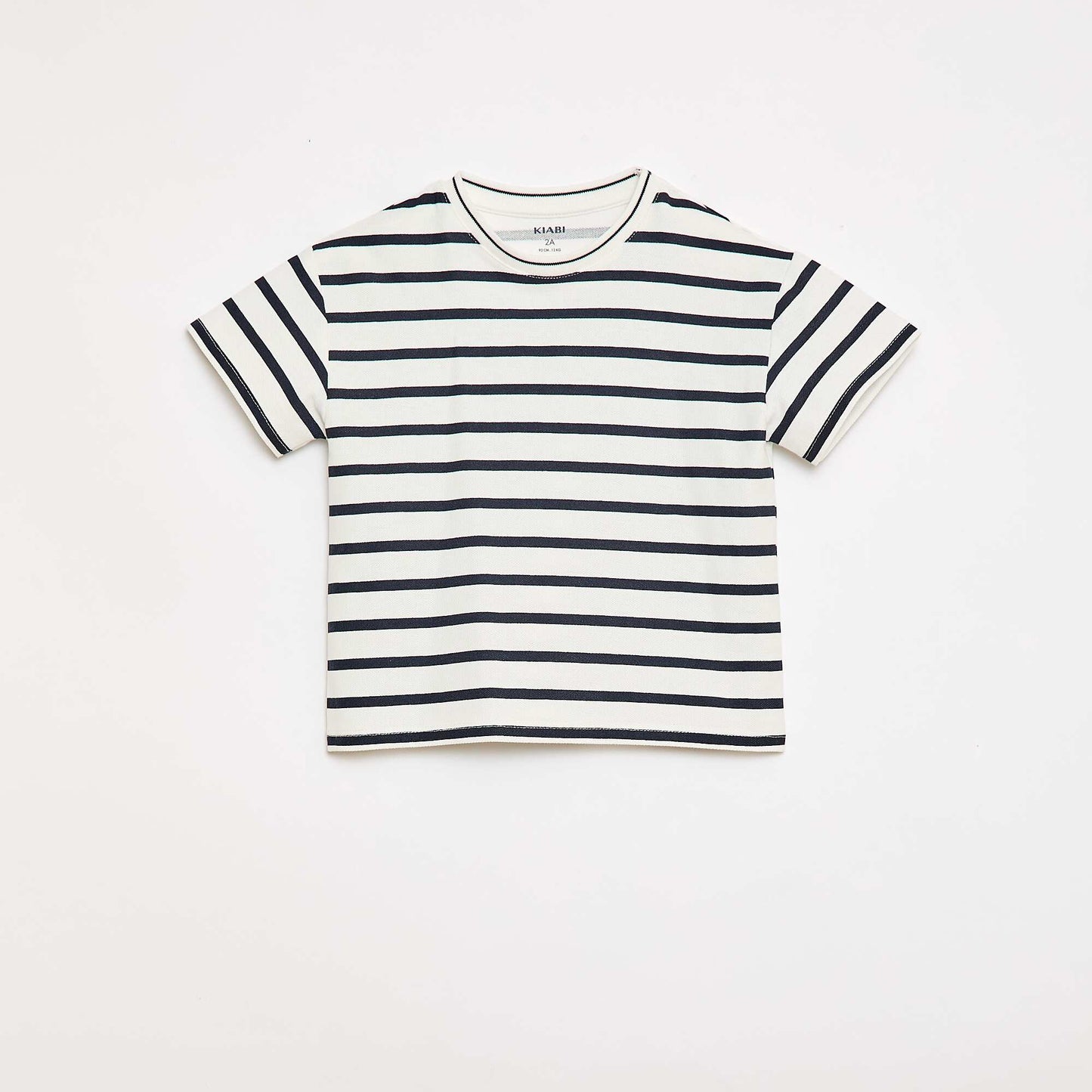 Camiseta de rayas de manga corta en algodón BLANCO