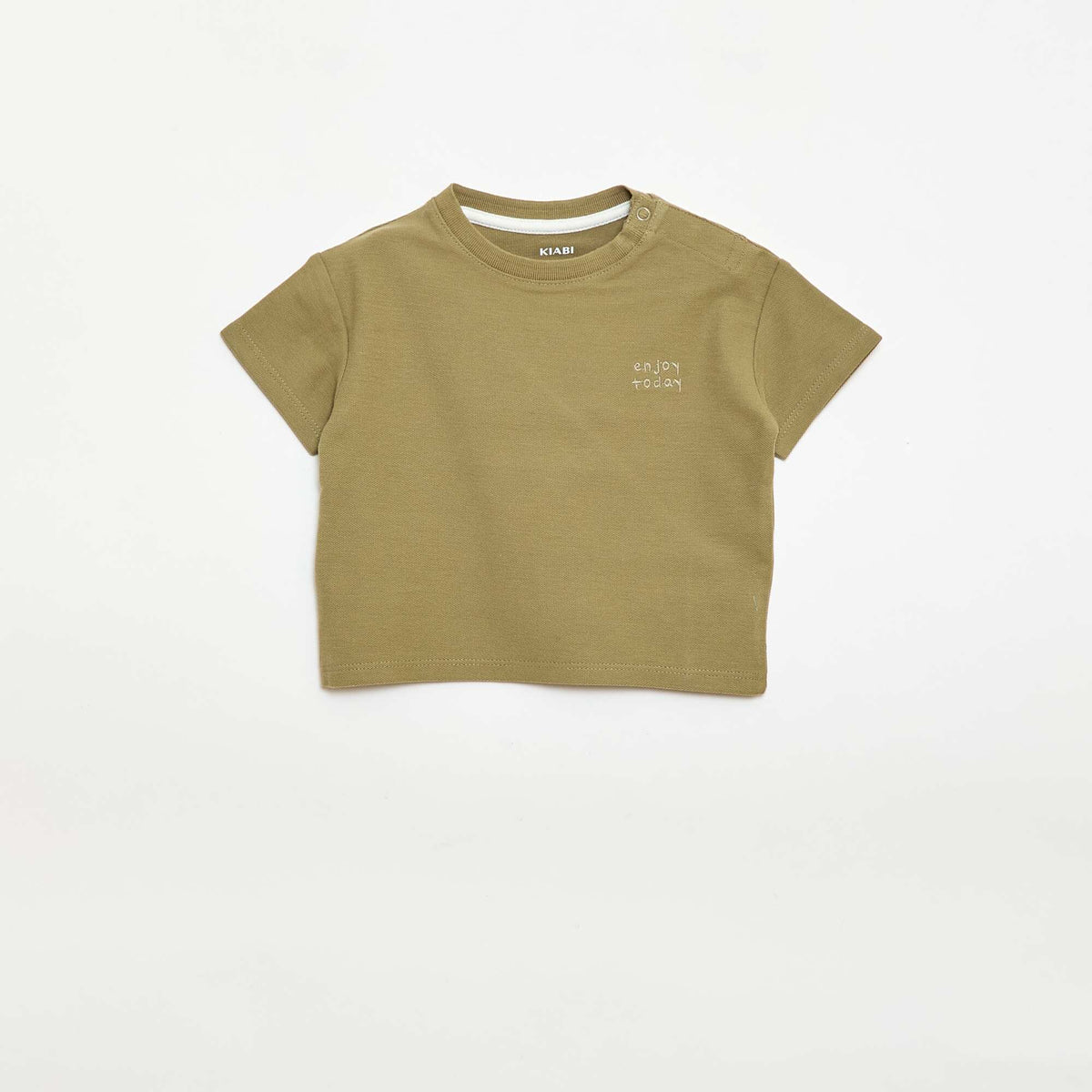 Camiseta lisa de manga corta de algodón VERDE