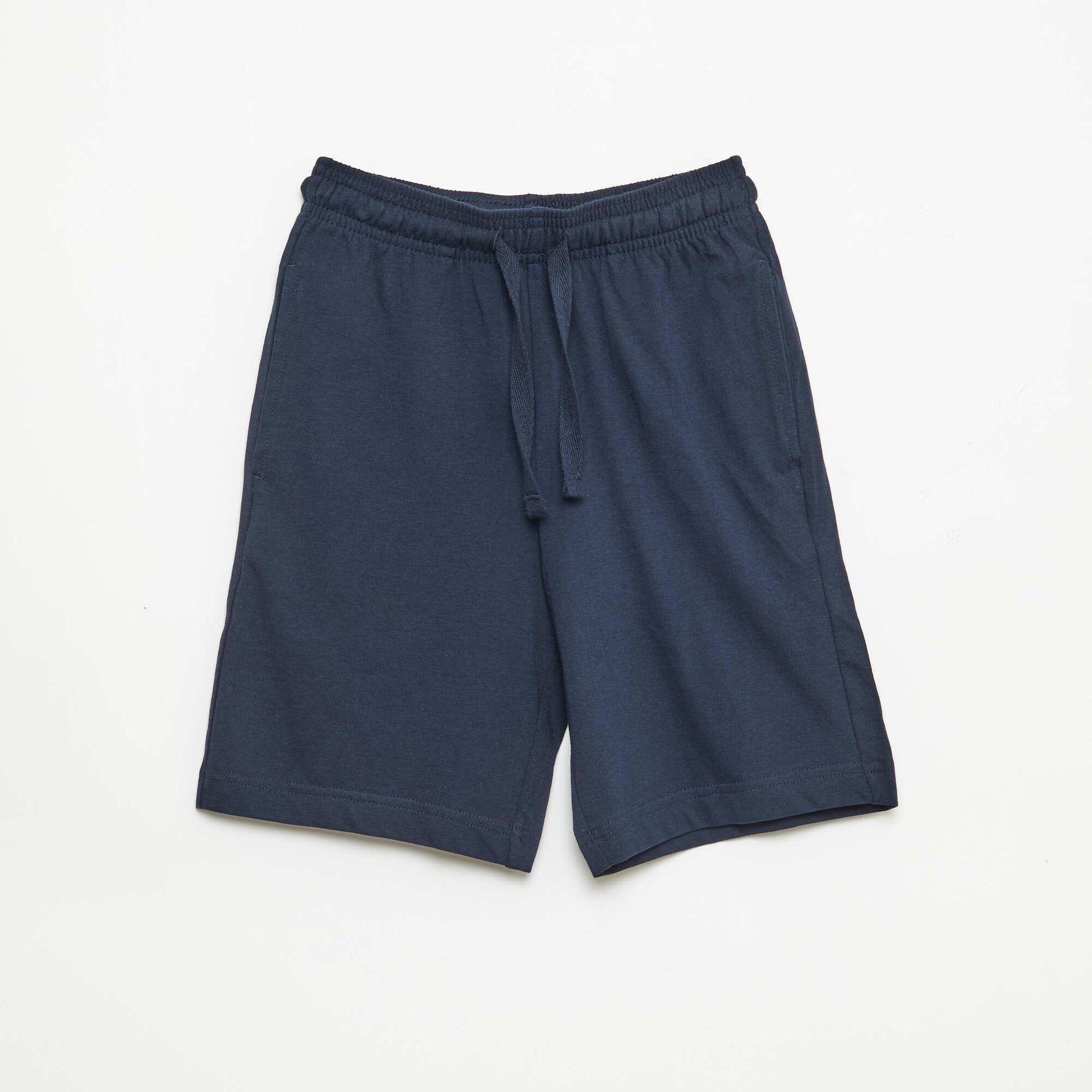 Pack de 2 pantalones cortos en punto de algodón liso AZUL