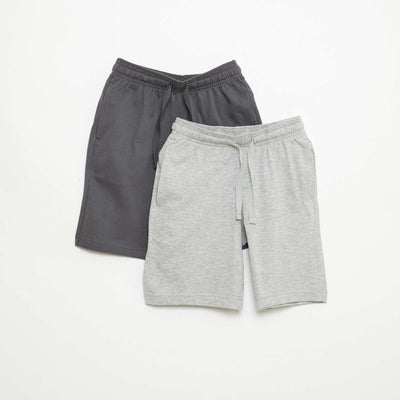 Pack de 2 pantalones cortos en punto de algodón liso GRIS