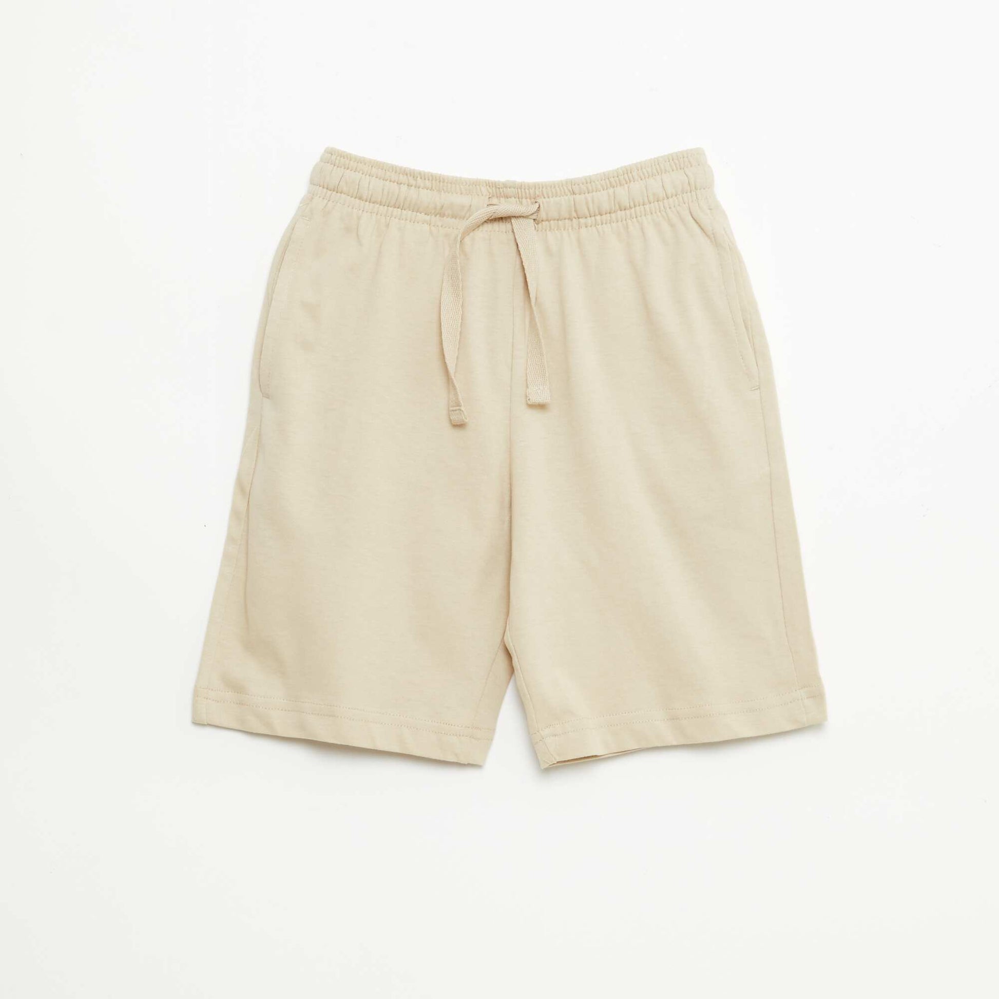 Pack de 2 pantalones cortos en punto de algodón liso BEIGE