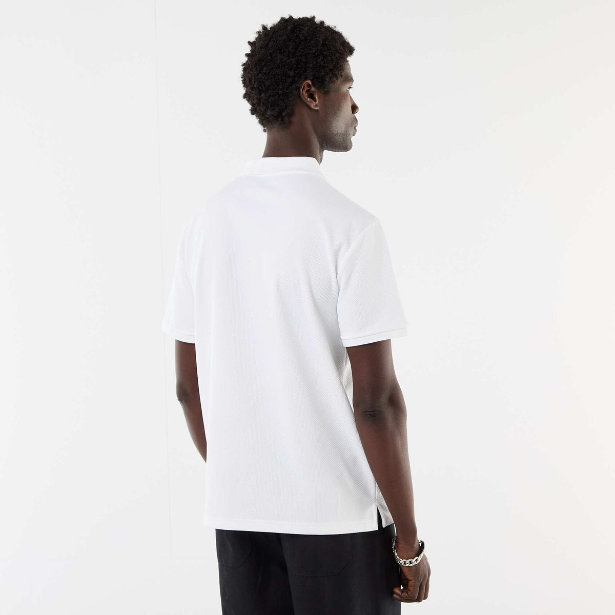 Remera de nido de abeja con cuello de cremallera BLANCO