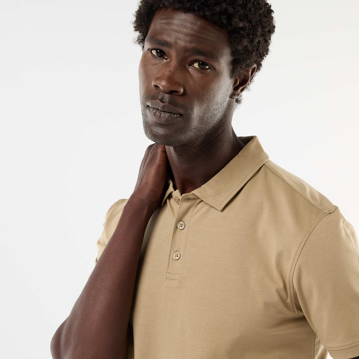 Remera de nido de abeja con cuello de cremallera BEIGE