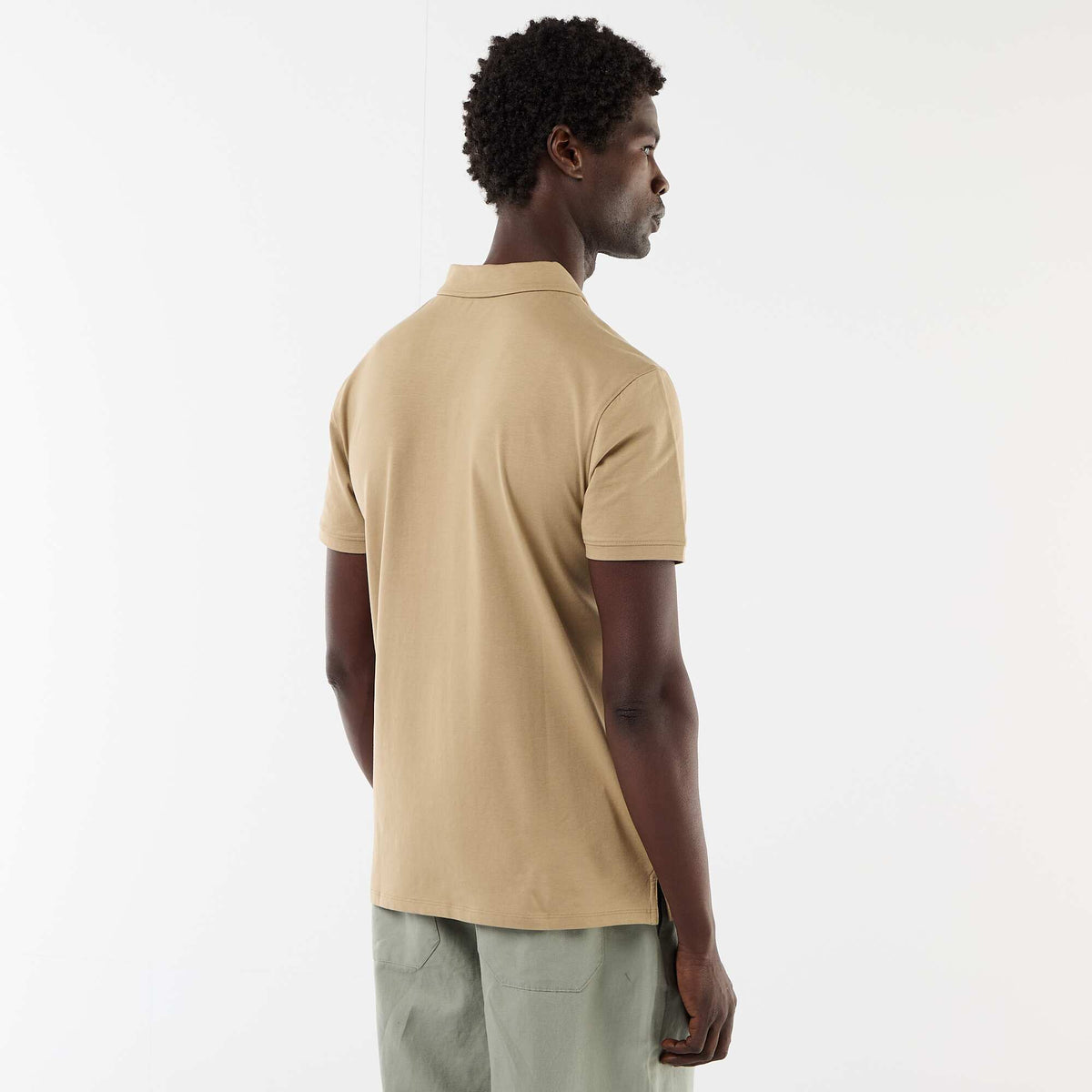 Remera de nido de abeja con cuello de cremallera BEIGE