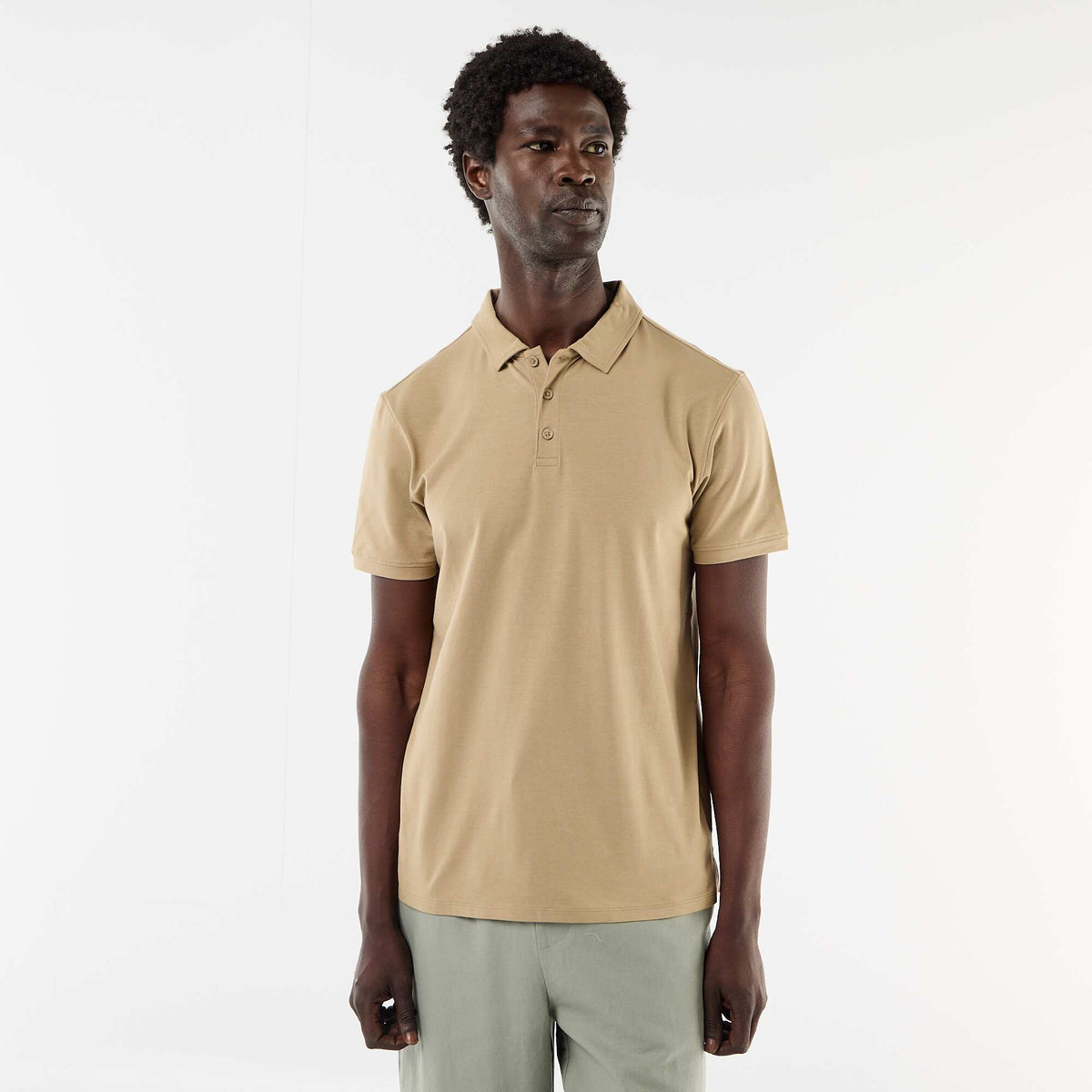 Remera de nido de abeja con cuello de cremallera BEIGE