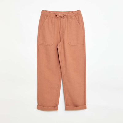 Pantalón de lino mezclado MARRON