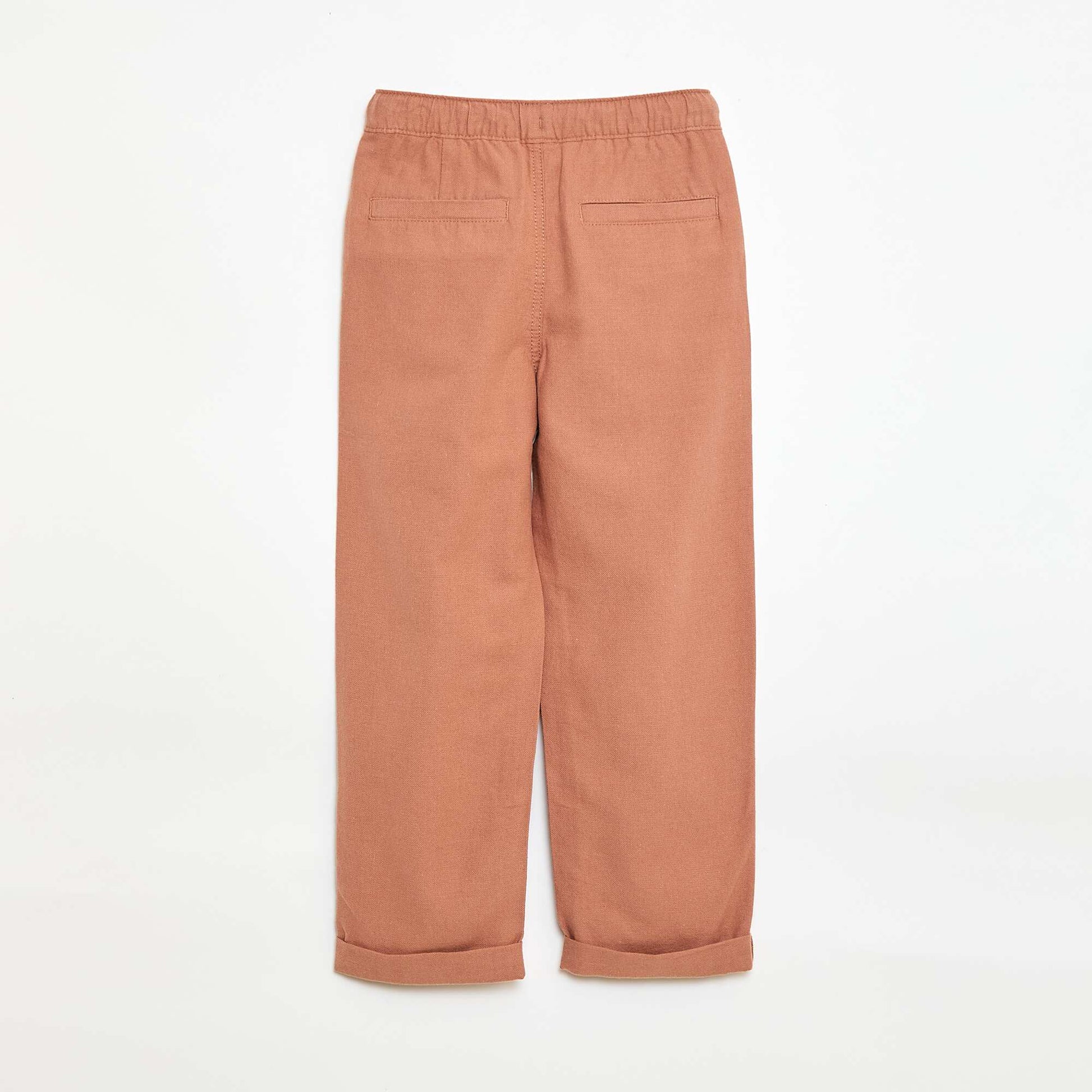 Pantalón de lino mezclado MARRON