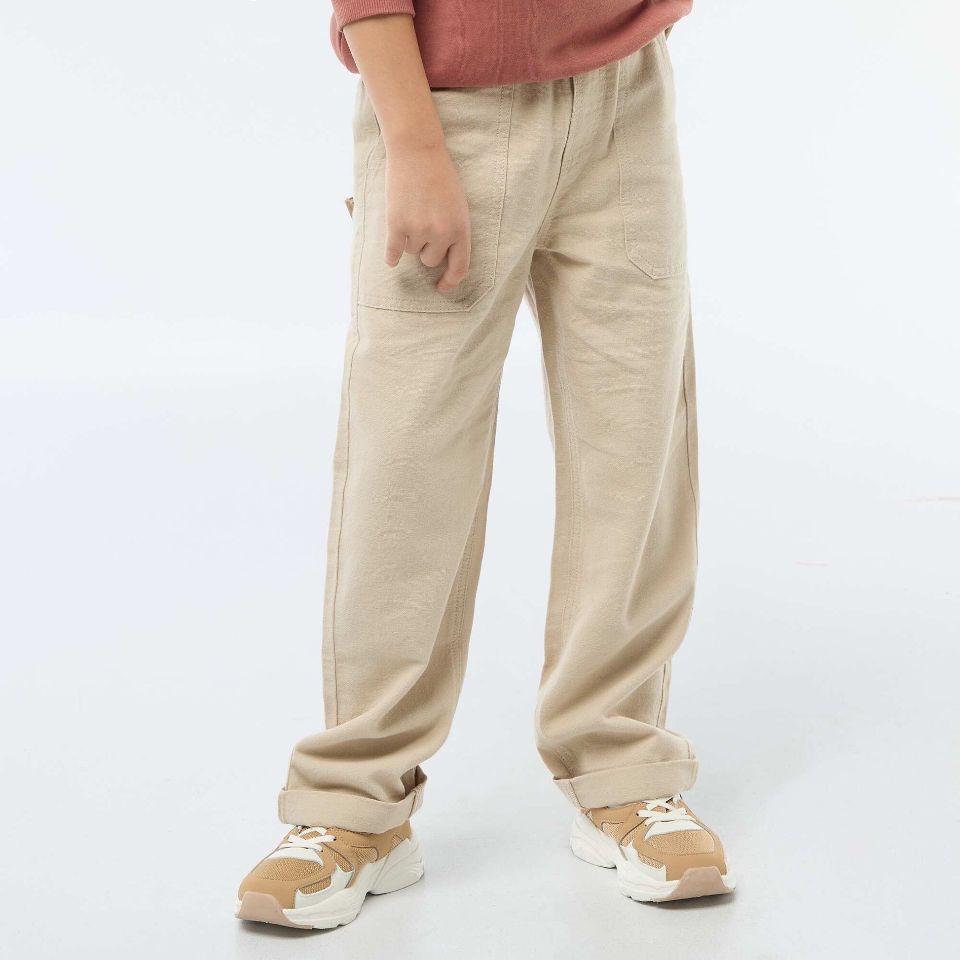 Pantalón de lino mezclado BEIGE
