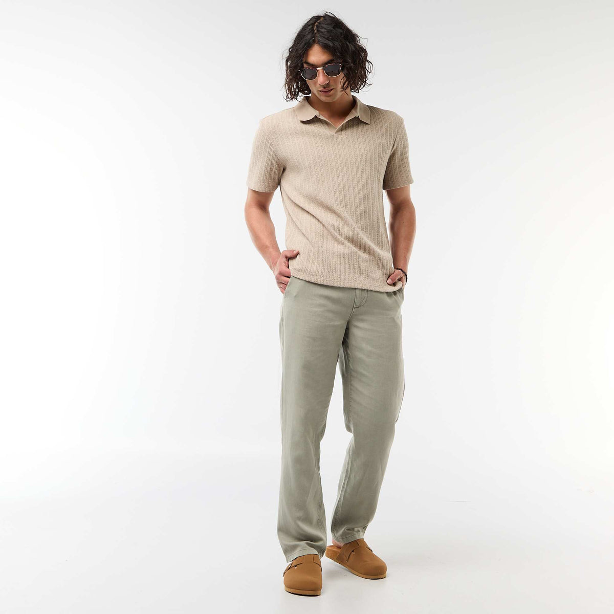 Remera de punto calado con diseño original BEIGE