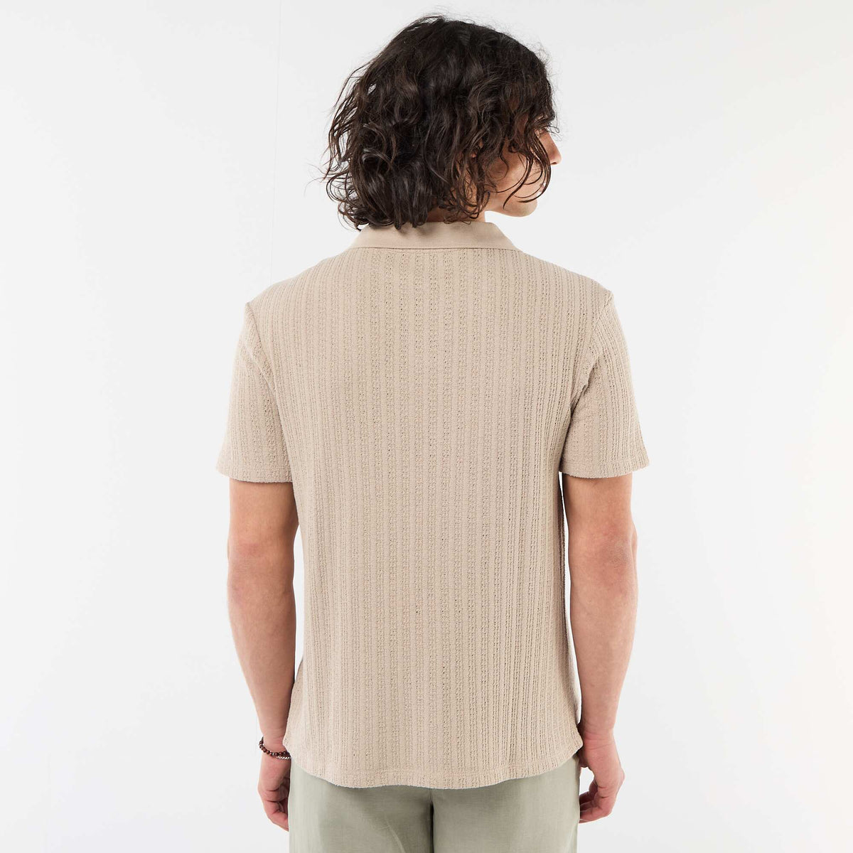 Remera de punto calado con diseño original BEIGE