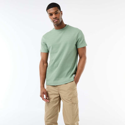 Camiseta de cuello redondo y manga corta en nido de abeja VERDE