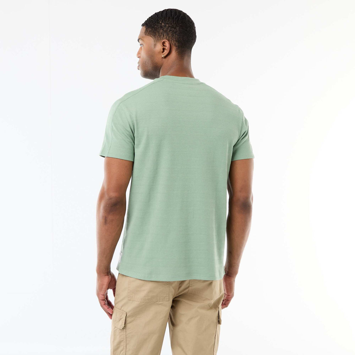 Camiseta de cuello redondo y manga corta en nido de abeja VERDE