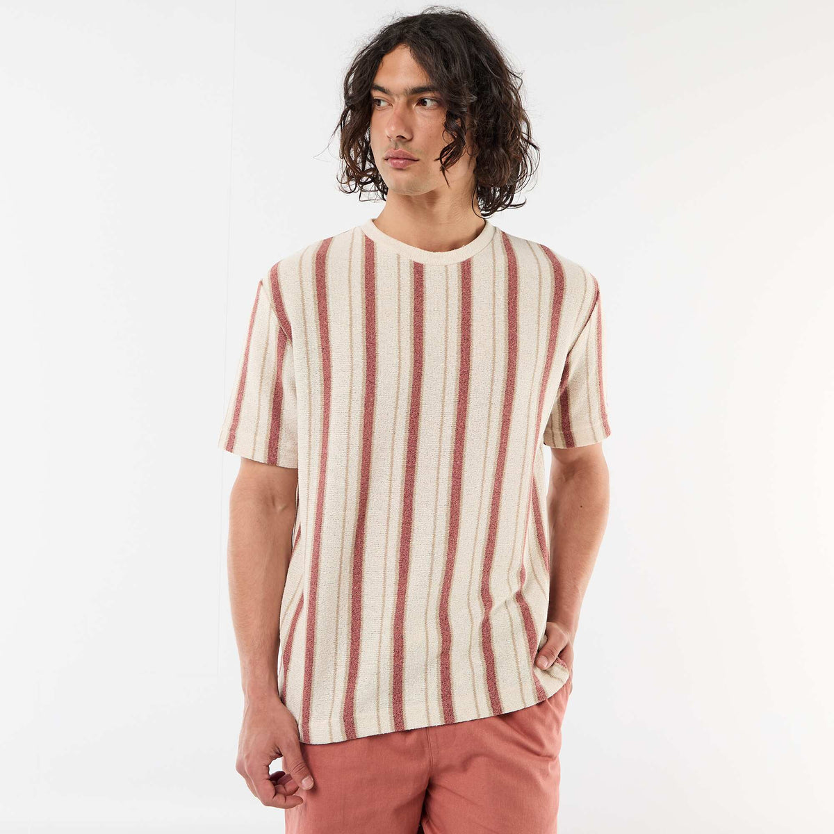 Camiseta de punto de manga corta BEIGE