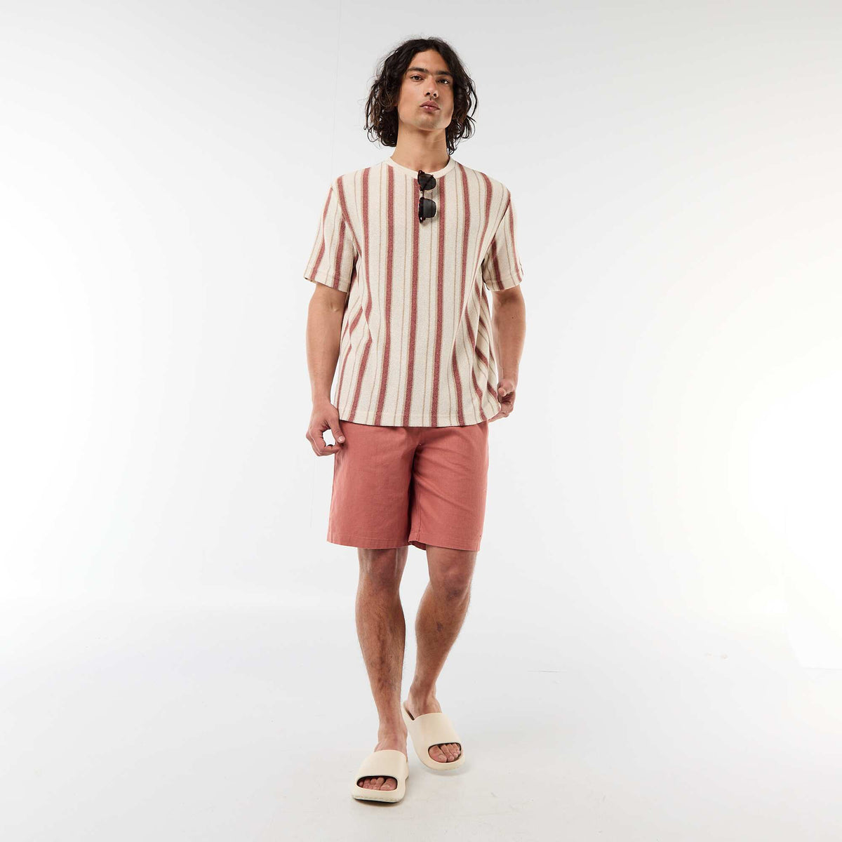 Camiseta de punto de manga corta BEIGE
