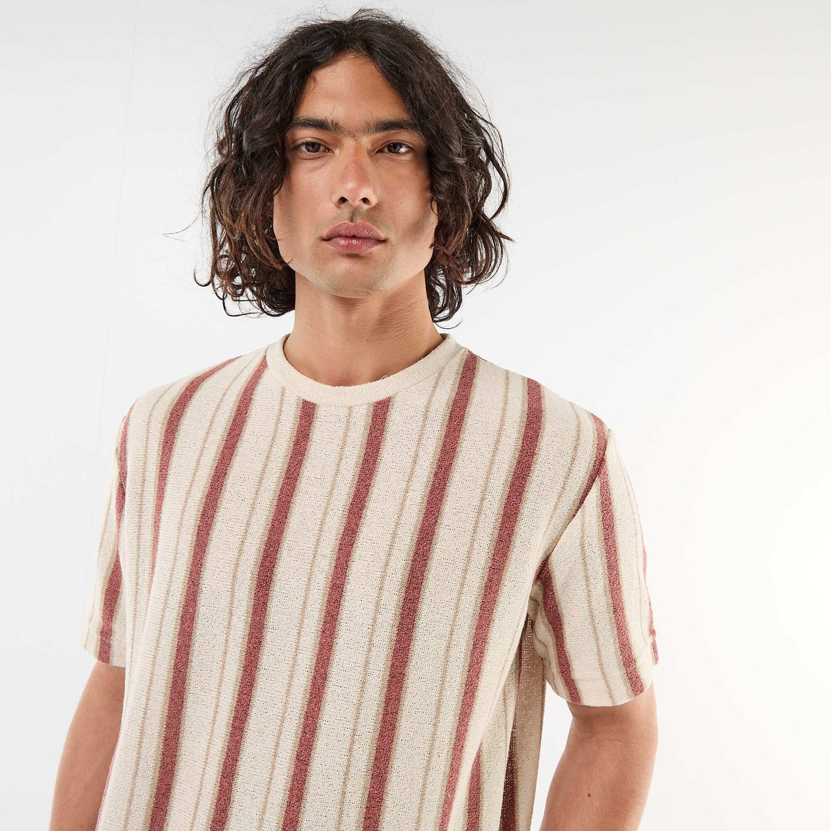 Camiseta de punto de manga corta BEIGE