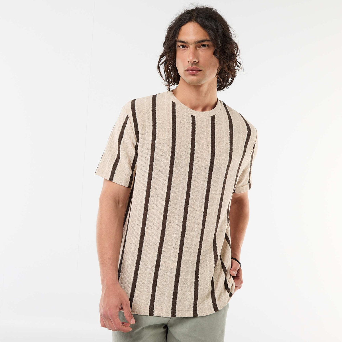 Camiseta de punto de manga corta MARRON