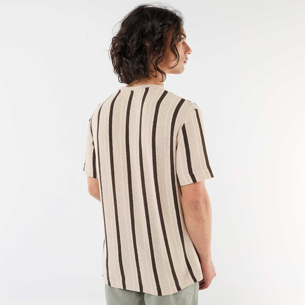 Camiseta de punto de manga corta MARRON