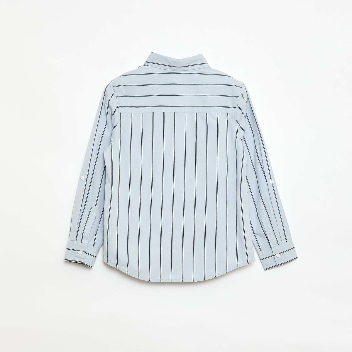 Camisa de rayas de algodón con bolsillo en el pecho AZUL