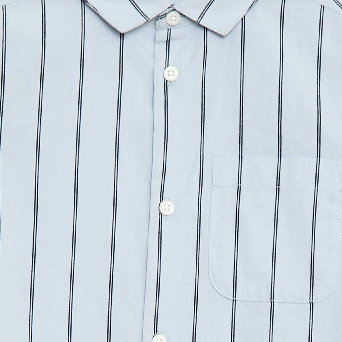 Camisa de rayas de algodón con bolsillo en el pecho AZUL