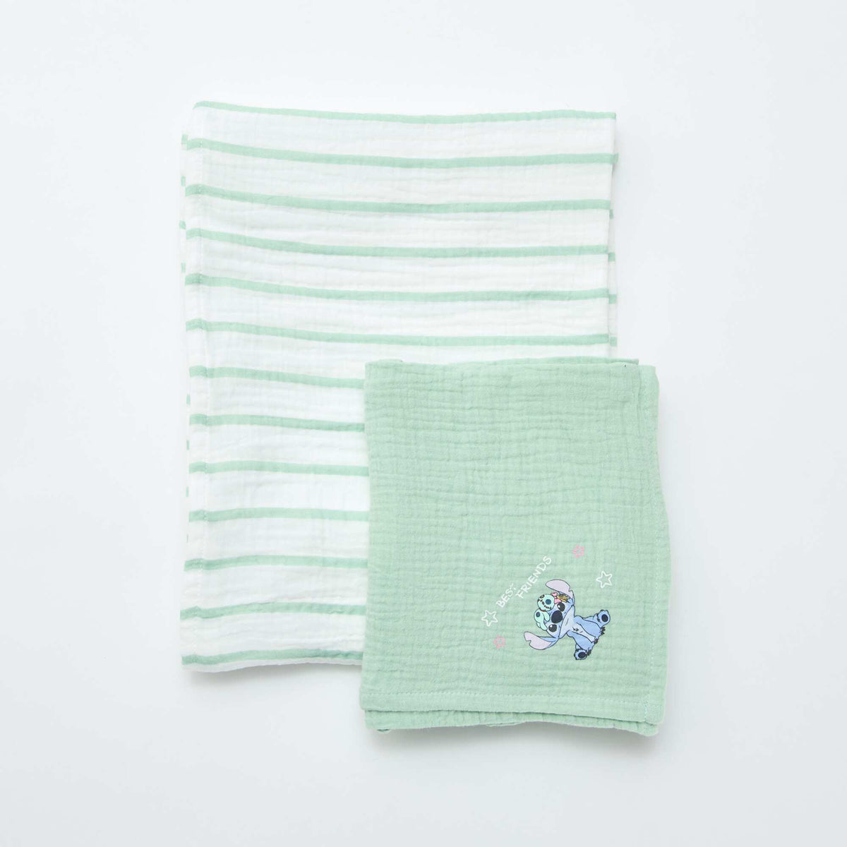 Pack de 2 muselinas 'Disney' de gasa de algodón VERDE
