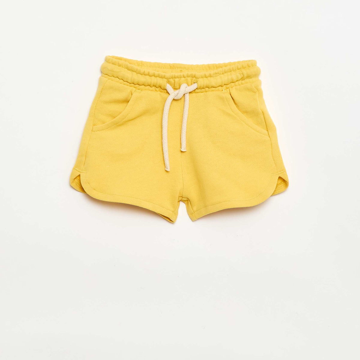 Pantalón corto de felpa ligero liso AMARILLO