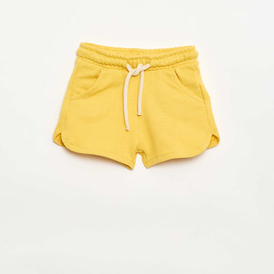 Pantalón corto de felpa ligero liso AMARILLO