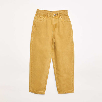 Pantalón jean corte ancho globo AMARILLO