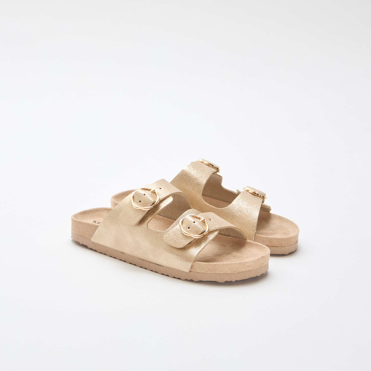 Sandalias doradas con hebilla de flores AMARILLO