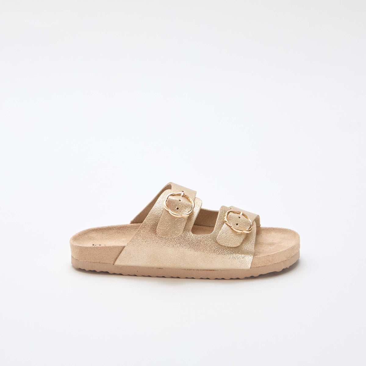Sandalias doradas con hebilla de flores AMARILLO
