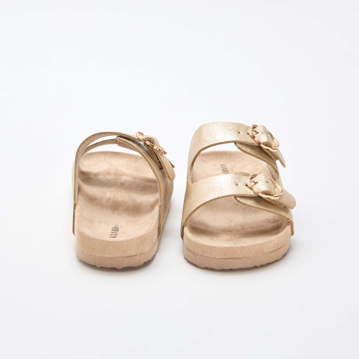 Sandalias doradas con hebilla de flores AMARILLO