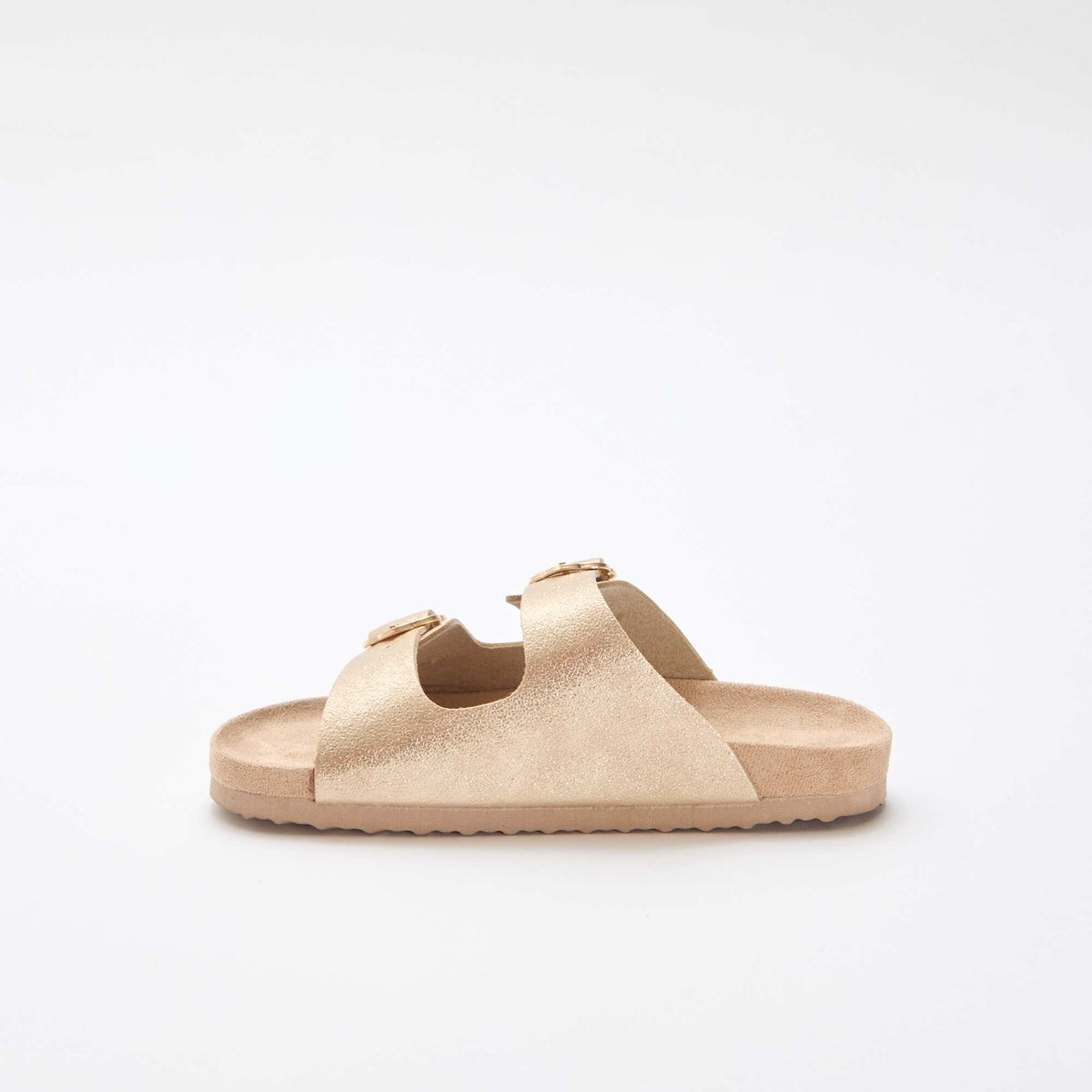 Sandalias doradas con hebilla de flores AMARILLO