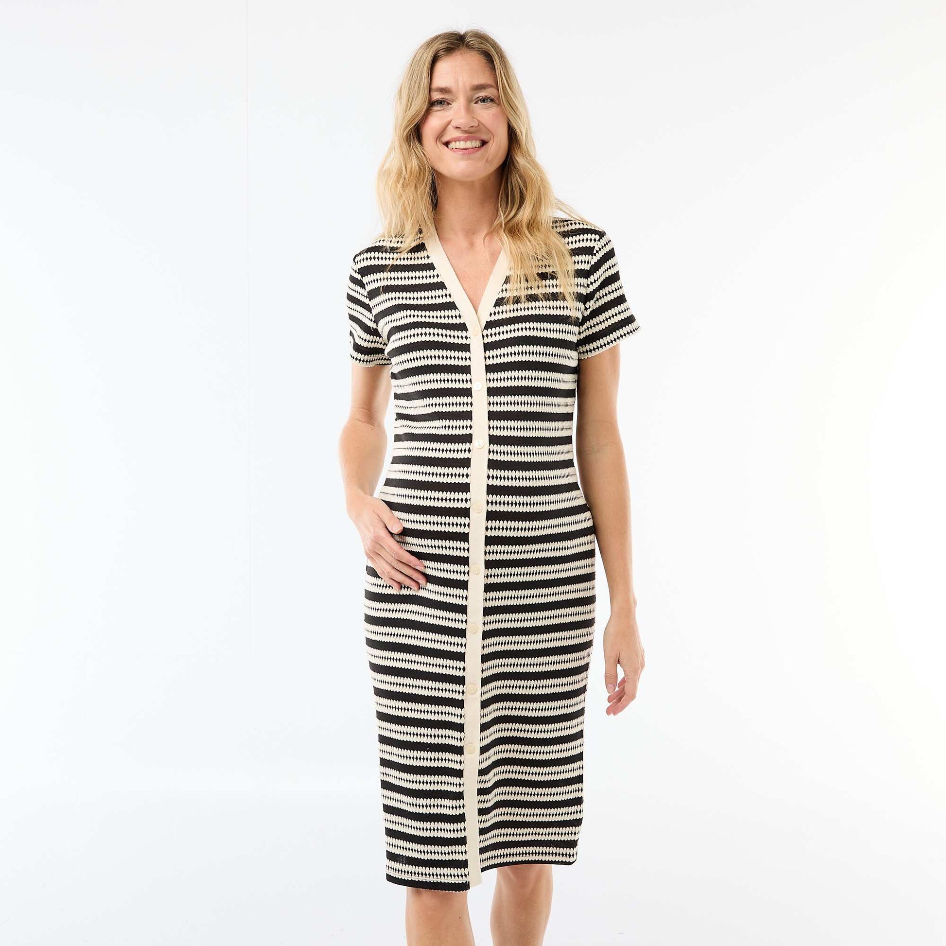 Vestido de lactancia de punto calado BEIGE