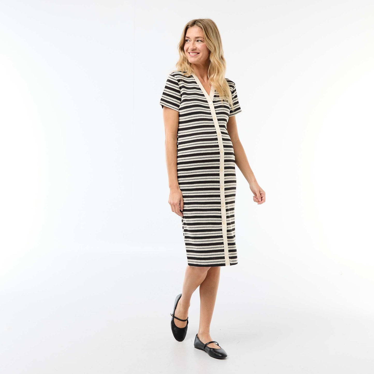 Vestido de lactancia de punto calado BEIGE