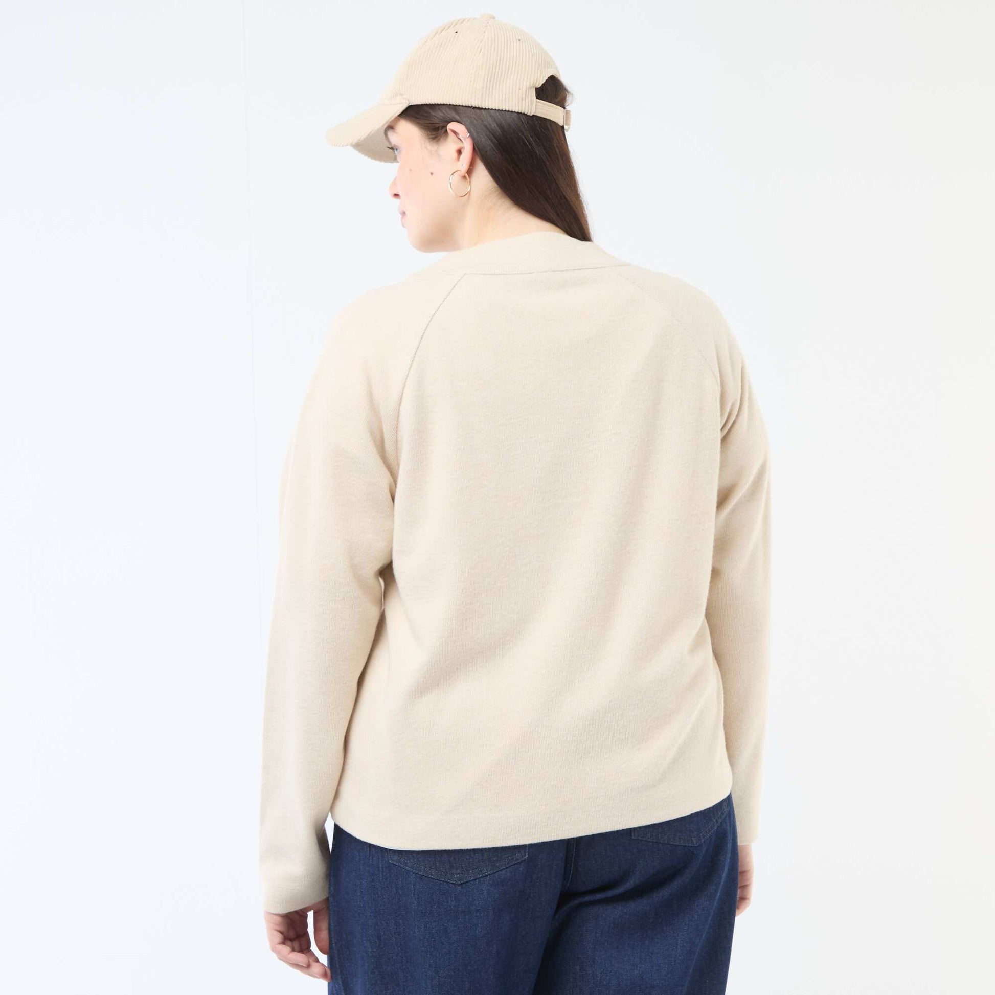 Cárdigan de punto suave BEIGE