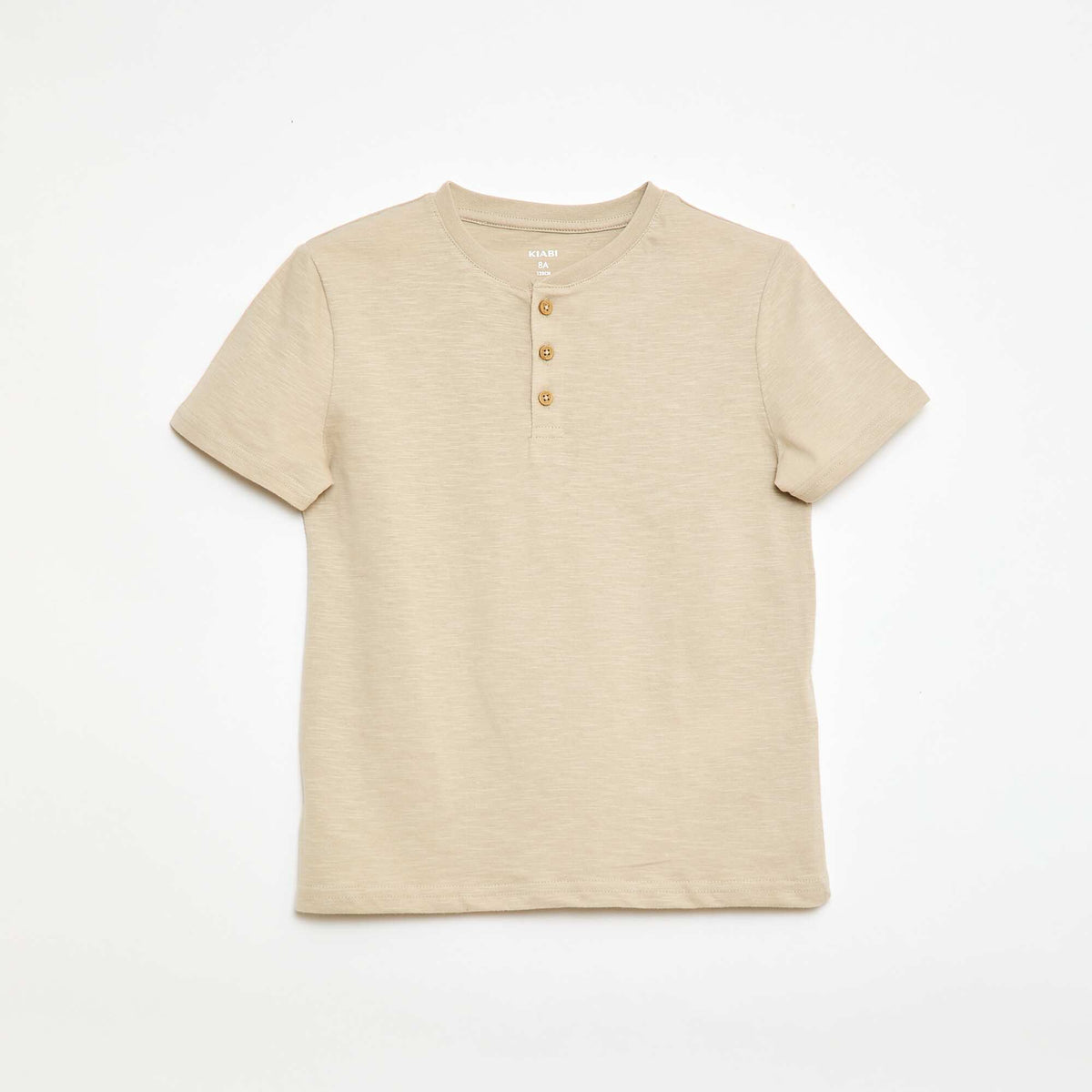 Camiseta con cuello tunecino BEIGE
