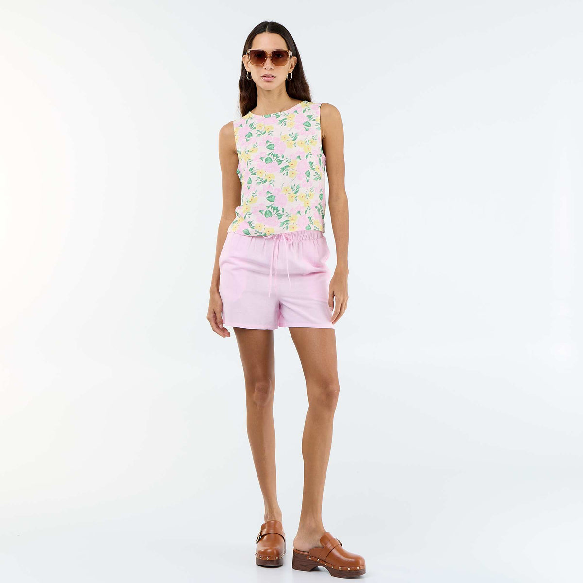 Pantalón corto de lino mezclado ROSA