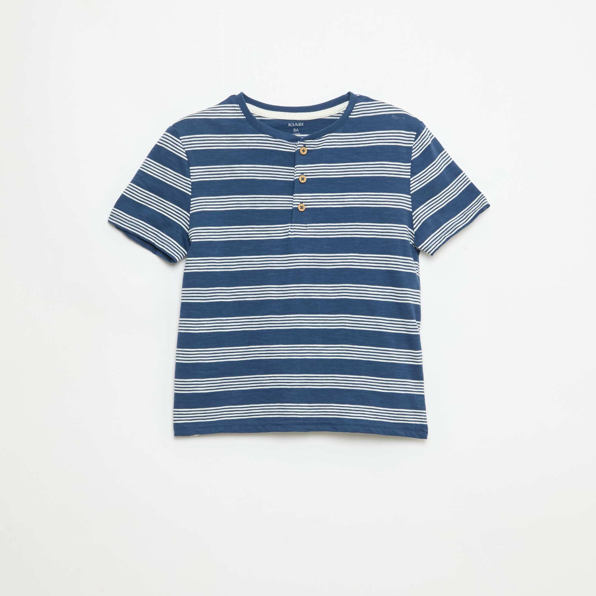 Camiseta de rayas con cuello tunecino AZUL