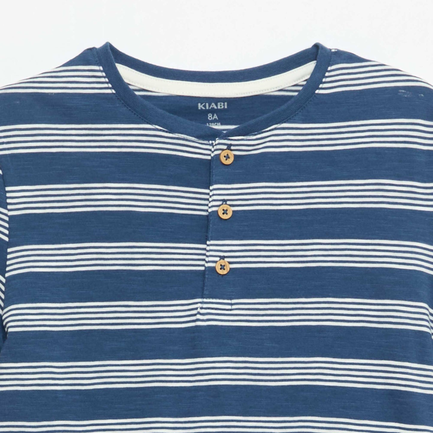 Camiseta de rayas con cuello tunecino AZUL