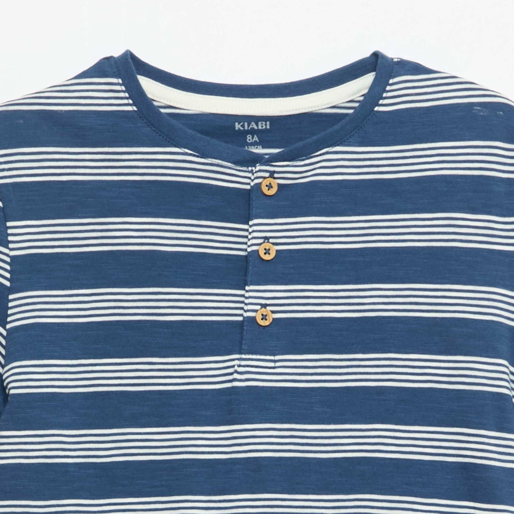 Camiseta de rayas con cuello tunecino AZUL