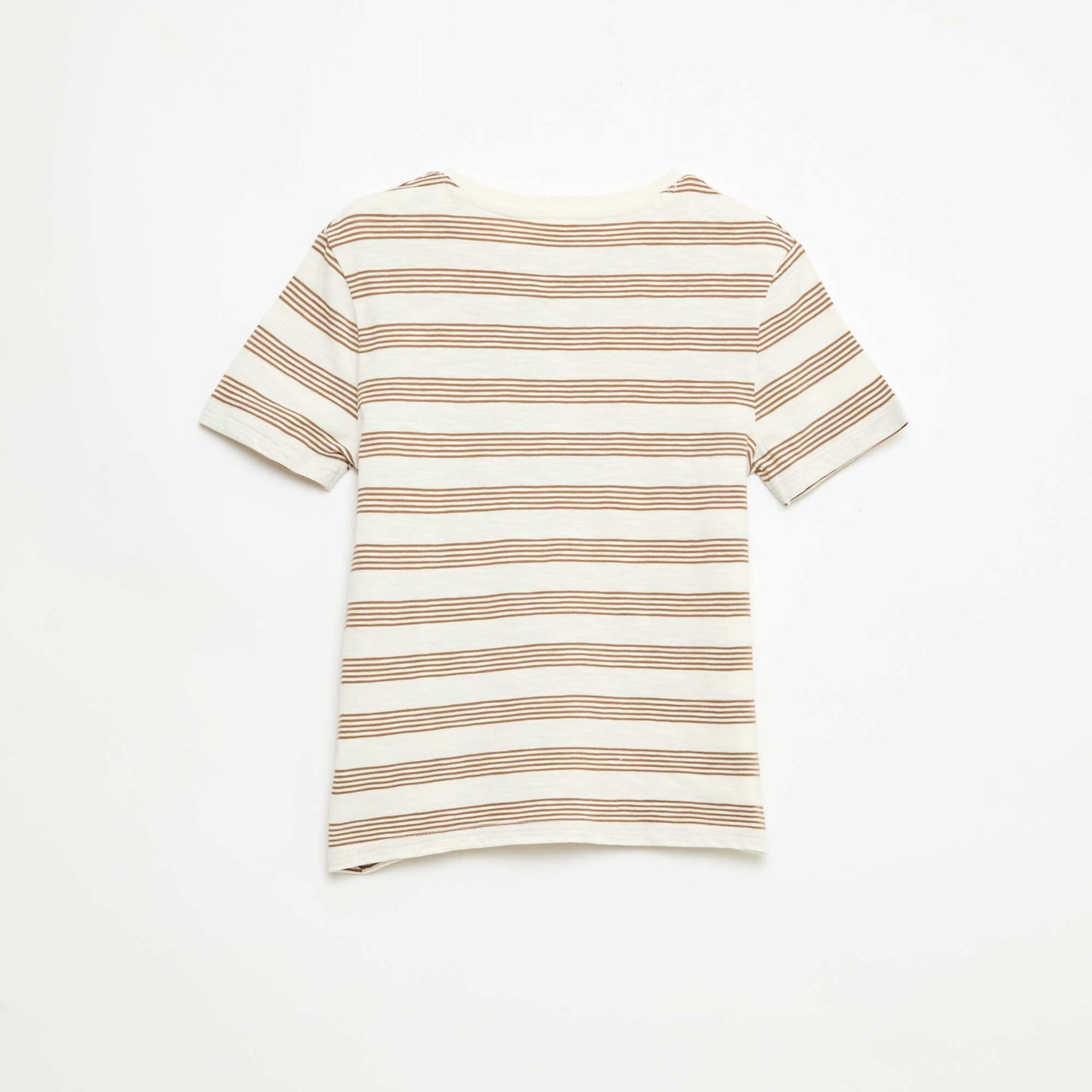 Camiseta de rayas con cuello tunecino BEIGE