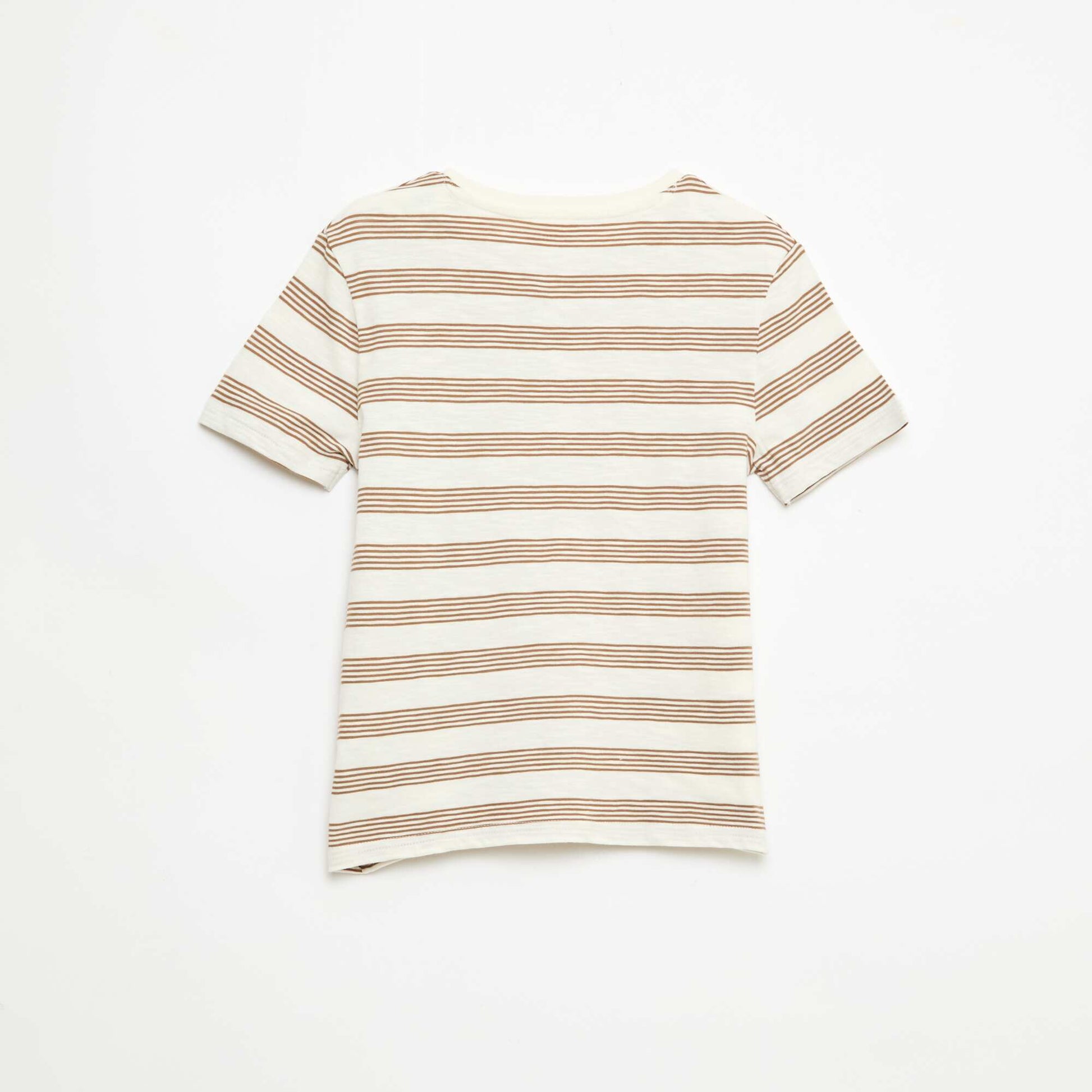 Camiseta de rayas con cuello tunecino BEIGE