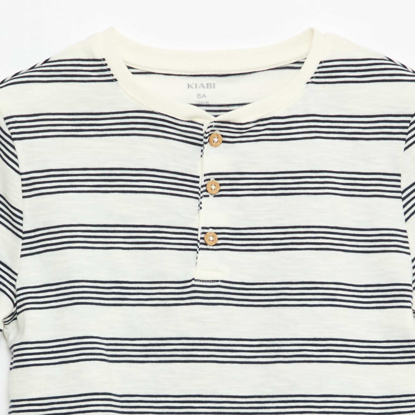Camiseta de rayas con cuello tunecino BEIGE