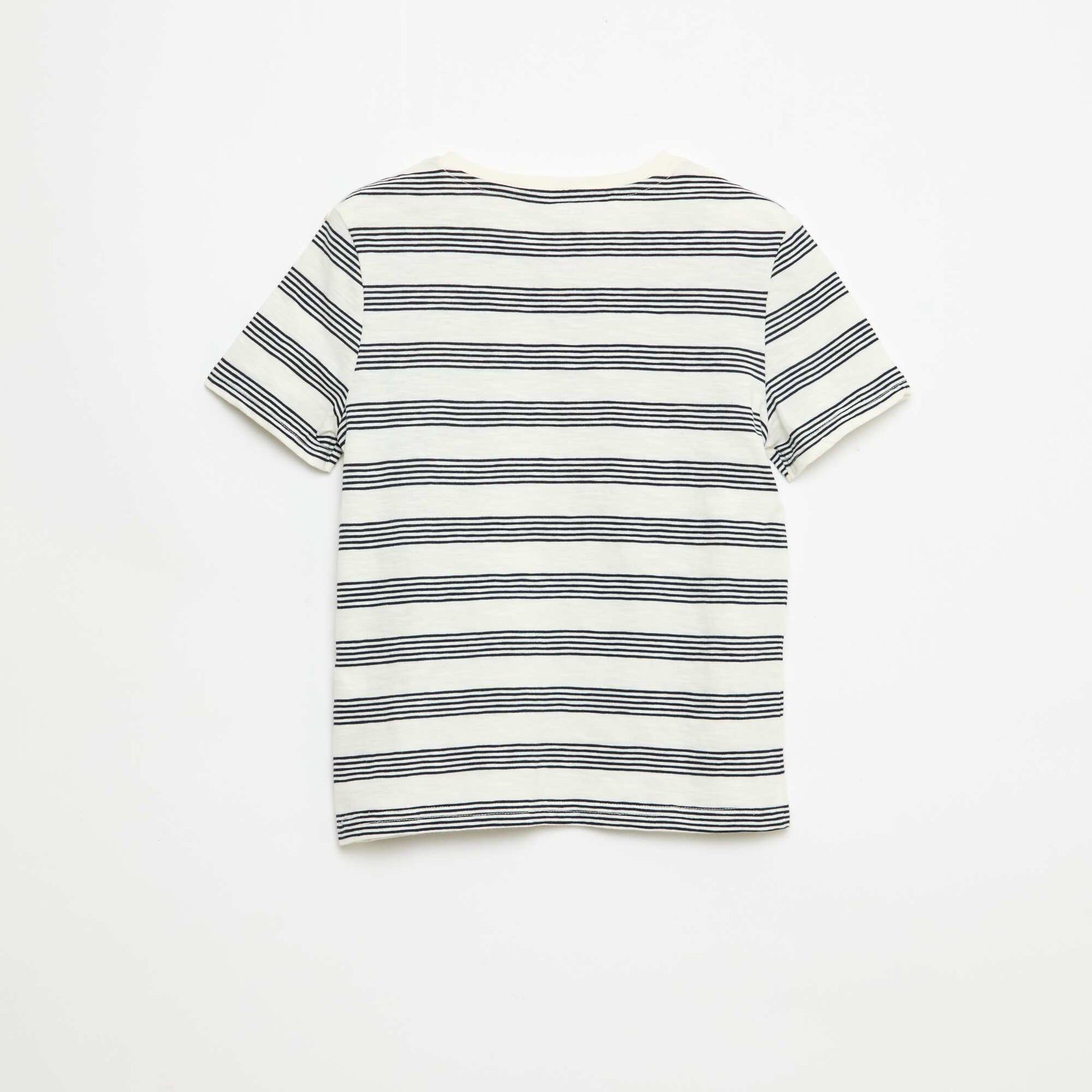 Camiseta de rayas con cuello tunecino BEIGE
